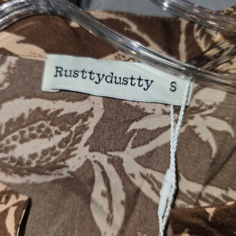 Rusttydustty Maxi Dress Small Womens Brown Floral Tiered Boho Embroidered V-Neck - Picture 9 of 11